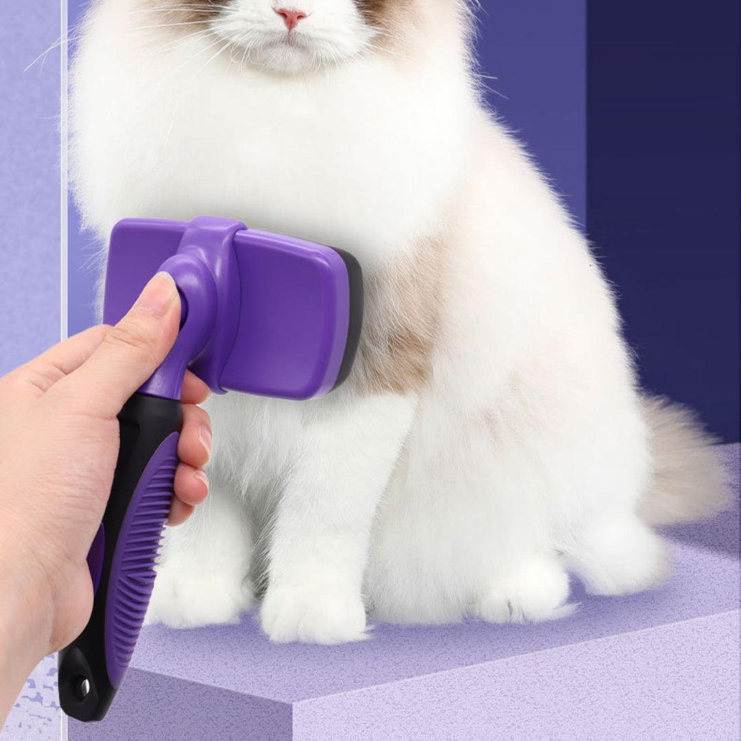 Brosse Autonettoyante pour Chien & Chat — Poils Propres en 1 Clic
