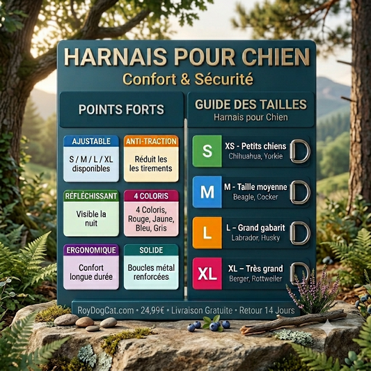 Harnais pour Chien Ajustable — Confort & Sécurité pour Petits & Grands Chiens